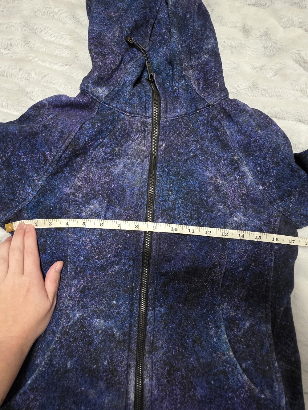 Lululemon Scuba Polar Lights Galaxy Zip Up Hoodie Light Cotton Fleece Size 6 - Picture 9 of 10